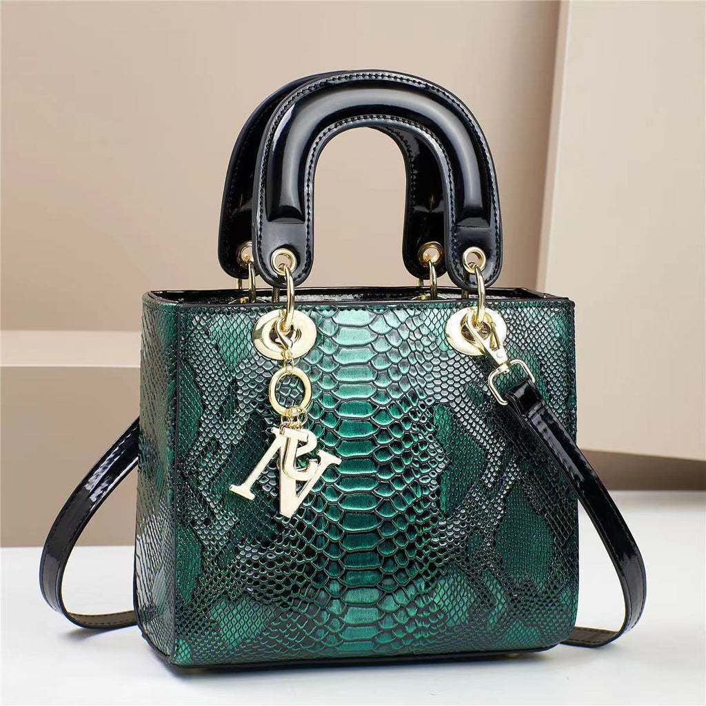 Sac bandoulière en PU pour femme avec motifs peau de serpent et clous