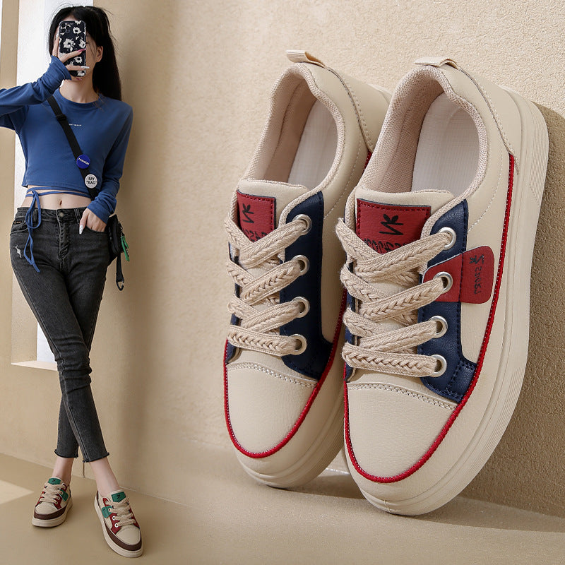 Women's Comfortable White Platform Sneakers
