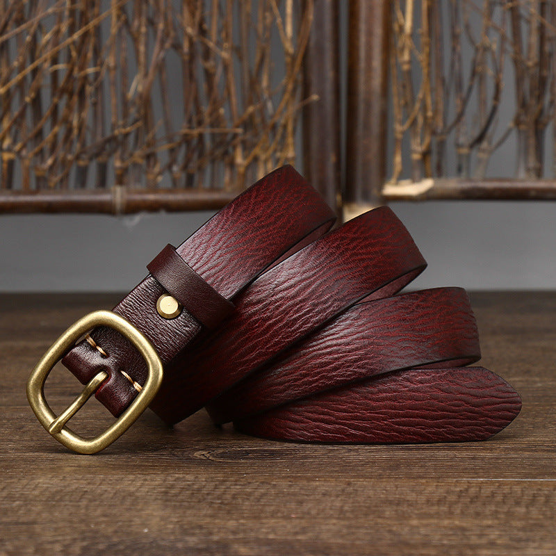 Handmade Vintage Copper Buckle Genuine Leather Belt