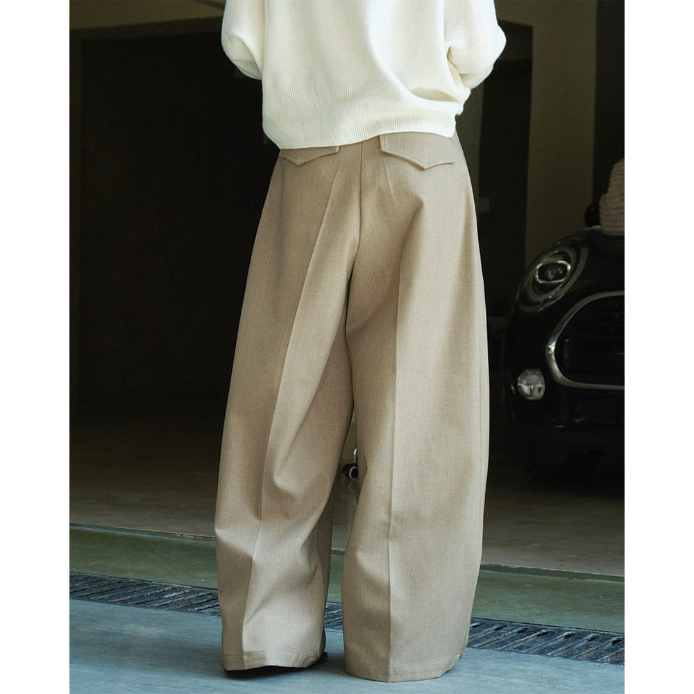 Casual High Waist Wide Leg Pleated Loose Pants for Women