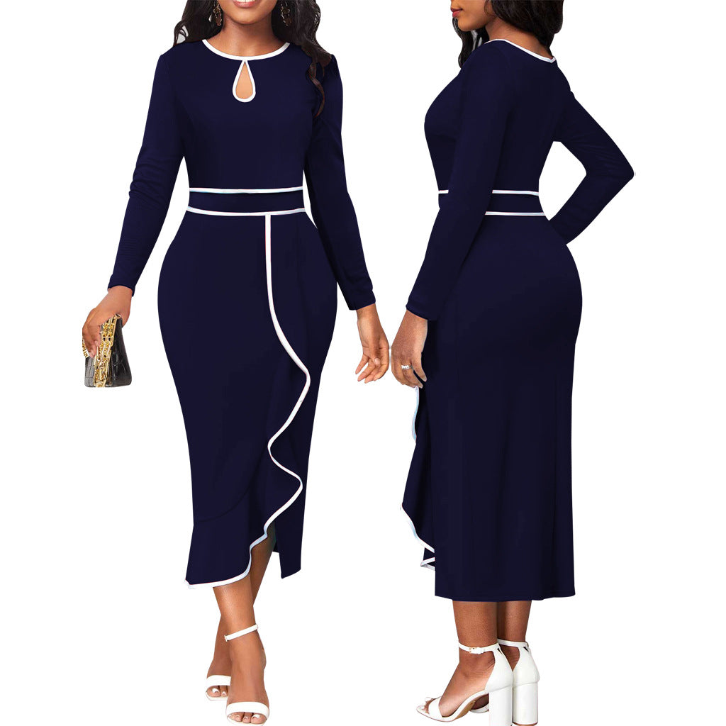 Lotus Leaf Women's Long Sleeve Mid-Length Dress