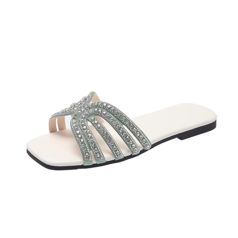 Solid Color Lightweight Rhinestone Ornament Ladies' Sandals