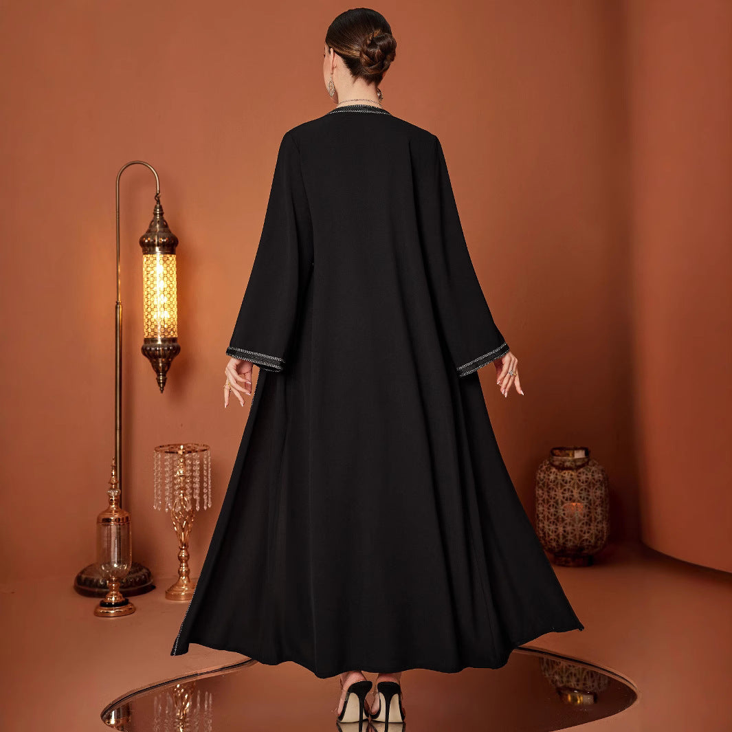 New Middle East High-end Heavy Industry Beaded Temperament Arab Coat Robe