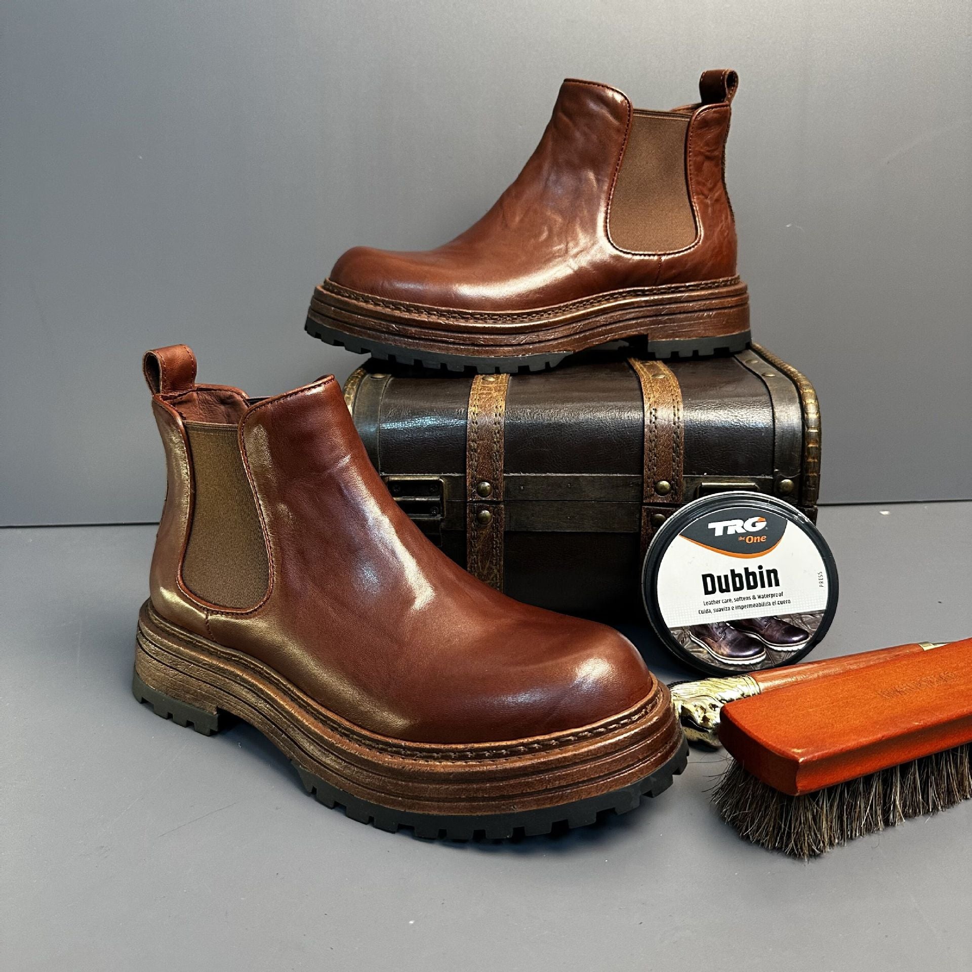 Bottes montantes Martin rétro en cuir véritable pour hommes