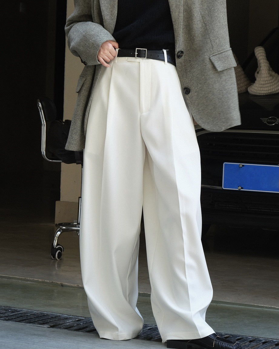 Casual High Waist Wide Leg Pleated Loose Pants for Women