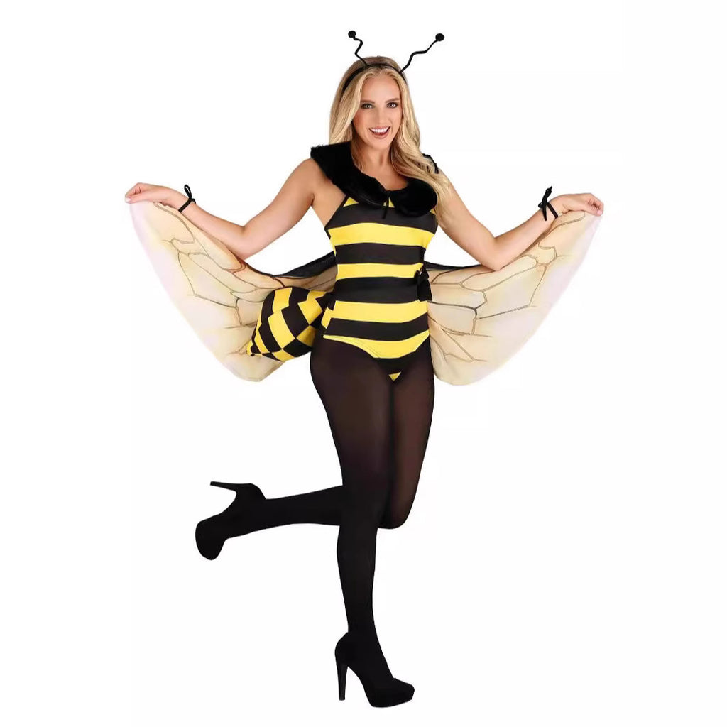 Women's Halloween Bee Wings Costume Party Suit Polyester S-XL