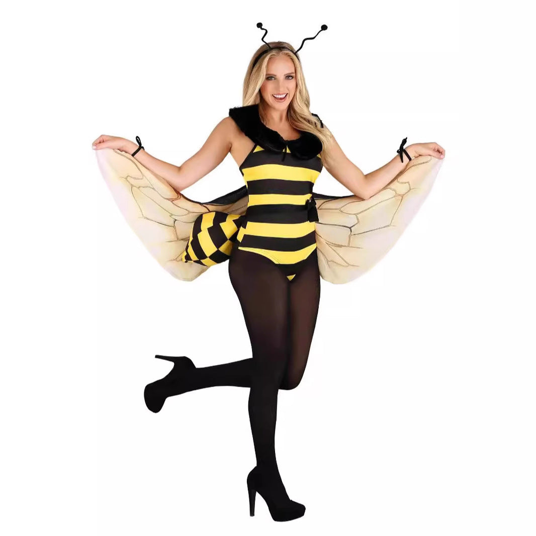 Women's Halloween Bee Wings Costume Party Suit Polyester S-XL
