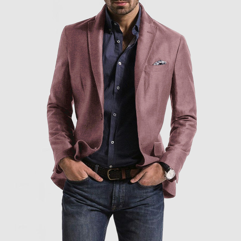 Veste de costume ample pour homme, couleur unie, à double boutonnage