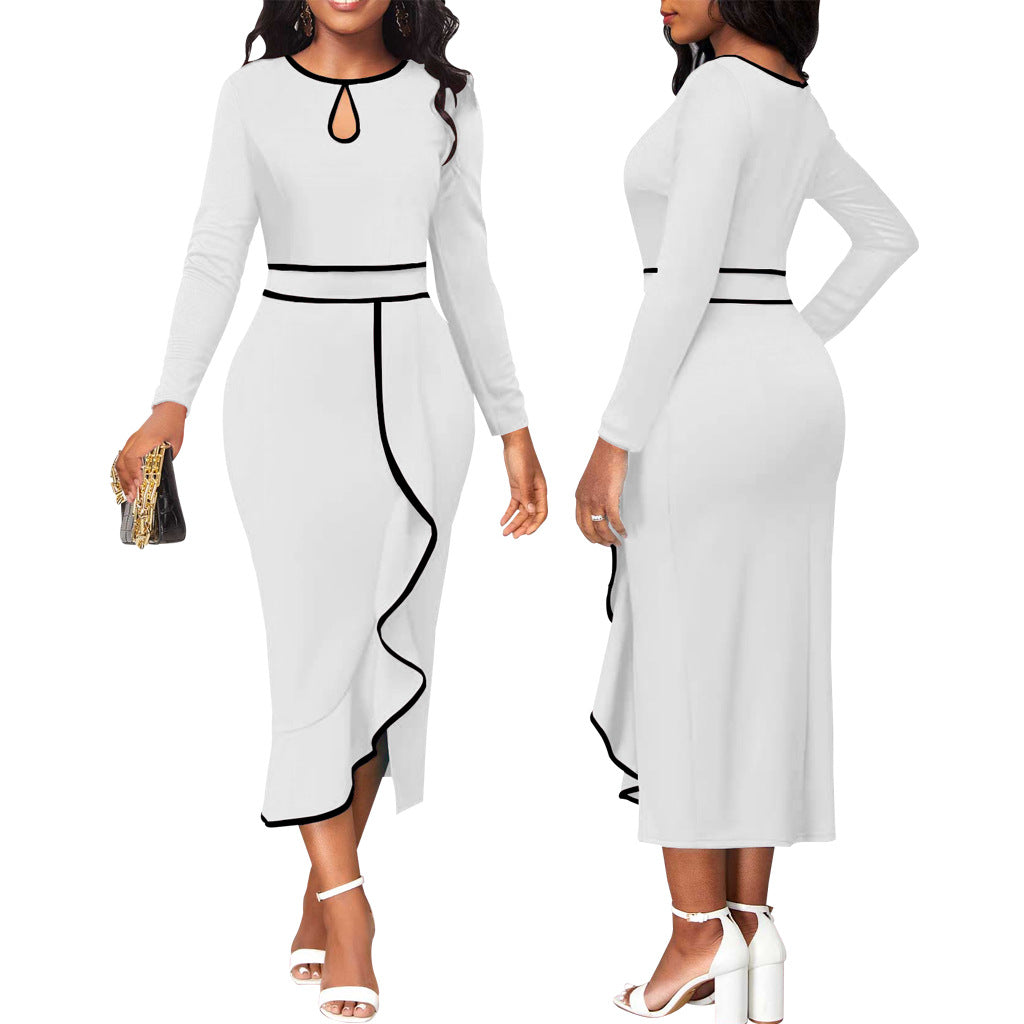 Lotus Leaf Women's Long Sleeve Mid-Length Dress
