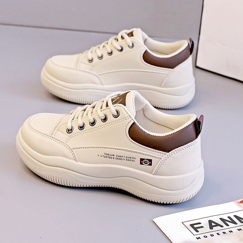 Women's White Leather Low-Top Pumps with Cross Straps