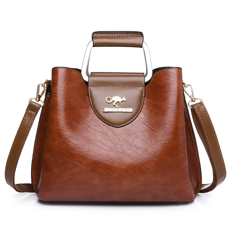 Large Capacity Totes Middle-aged High-grade Soft Leather Shoulder