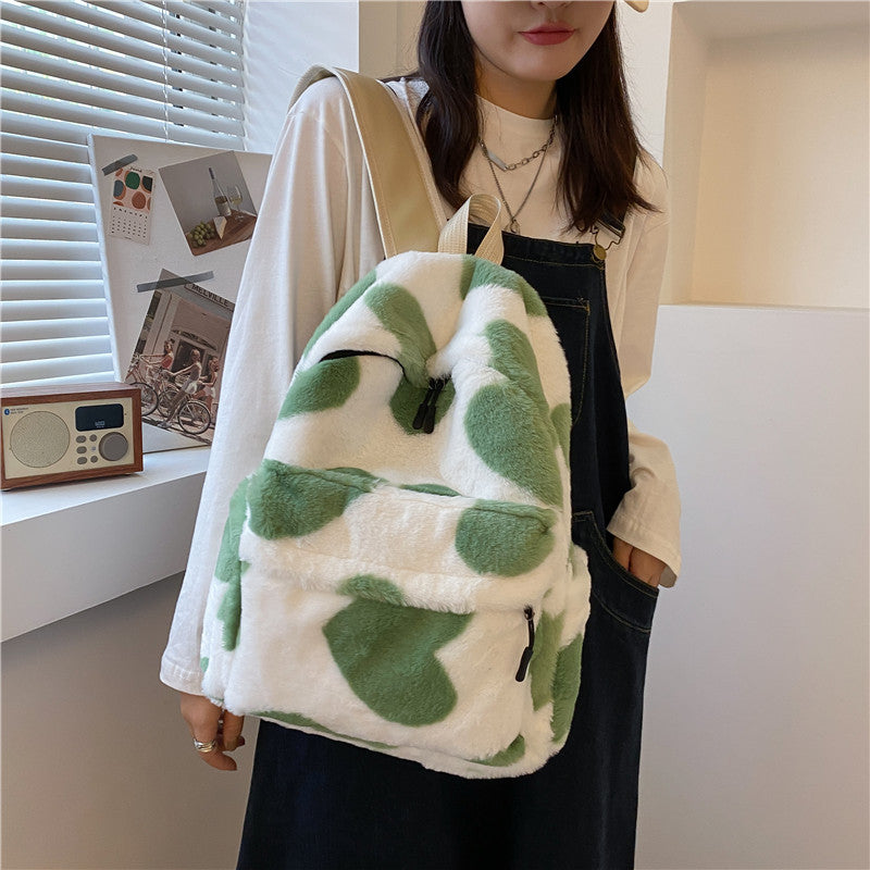 Internet Celebrity Autumn And Winter Furry Scarf Backpack