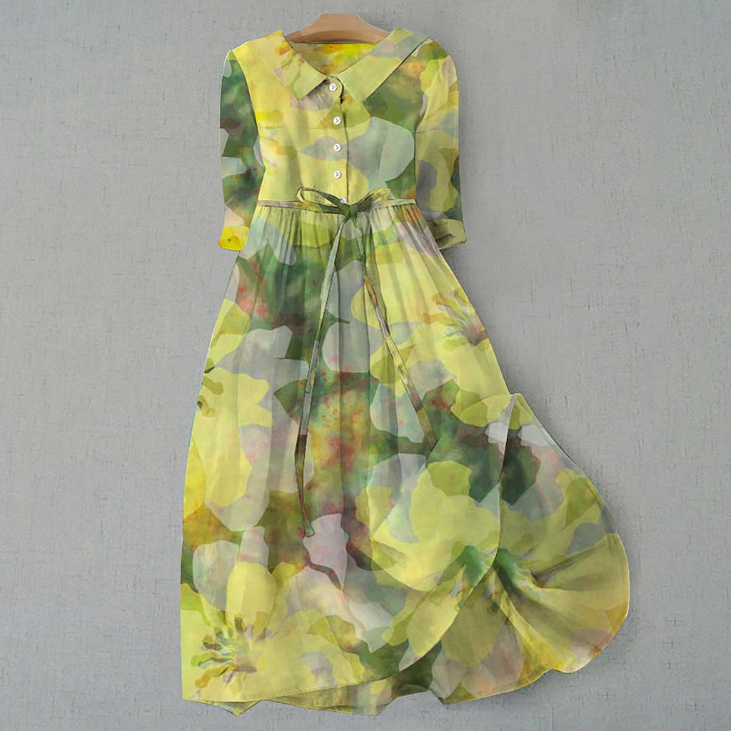 Robe Courte Imprimée Bohème à Manches Courtes pour Femme
