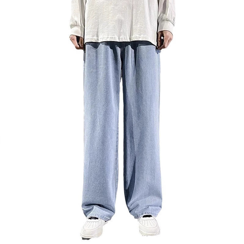 Jean américain ample droit taille mi-haute en polyester pour homme