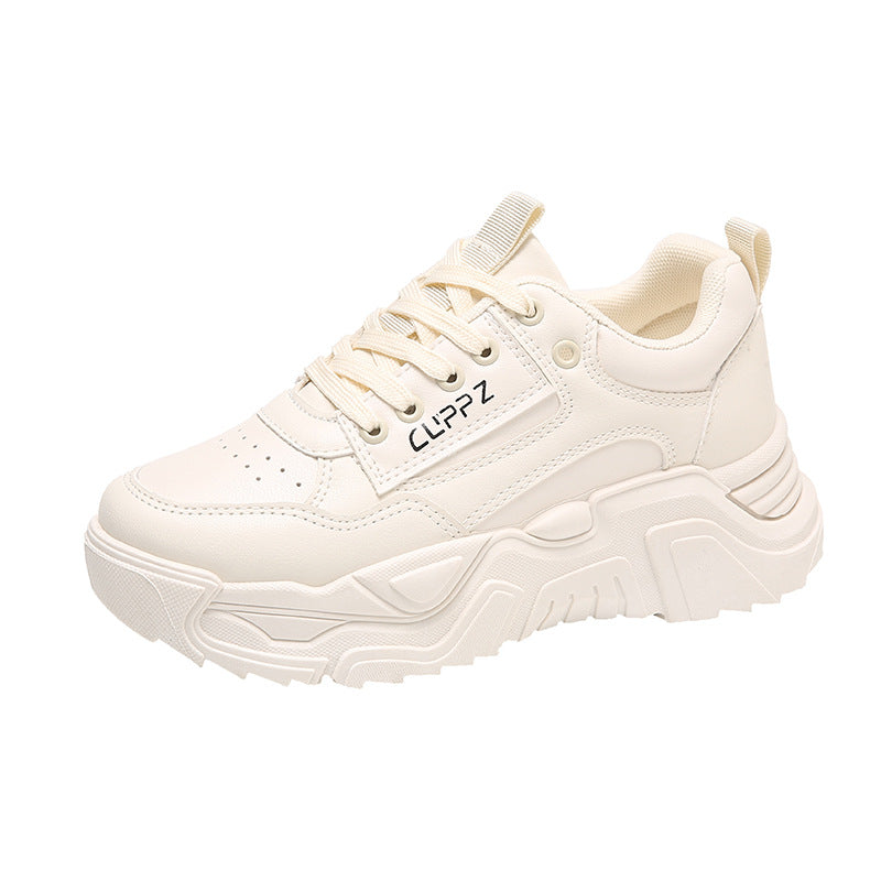 Candy-Colored Casual Low-Top Leather Lined Shoes in Pink, Beige, Black & White