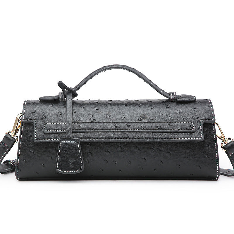 Ostrich Grain PU Crossbody Shoulder Bag 28x6.5x11cm