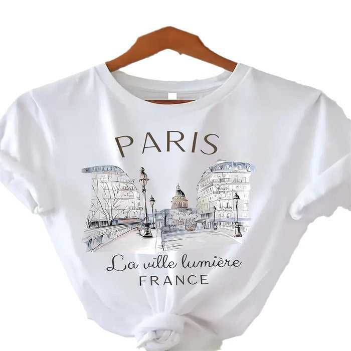 Women's Casual Animal Print Round Neck Short Sleeve Top