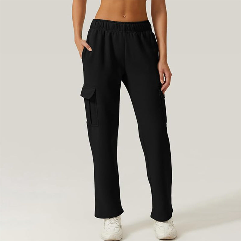 Pantalon de jogging taille haute élastiqué avec poches