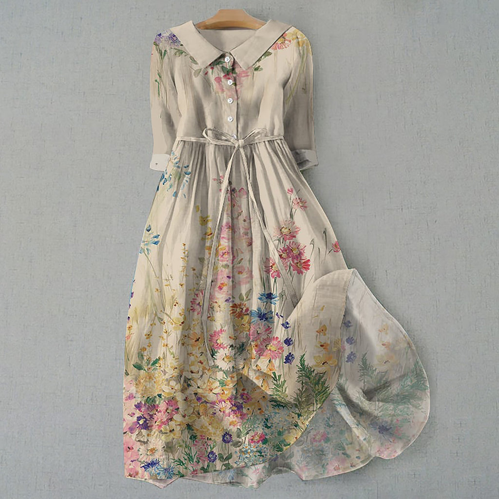 Robe Courte Imprimée Bohème à Manches Courtes pour Femme