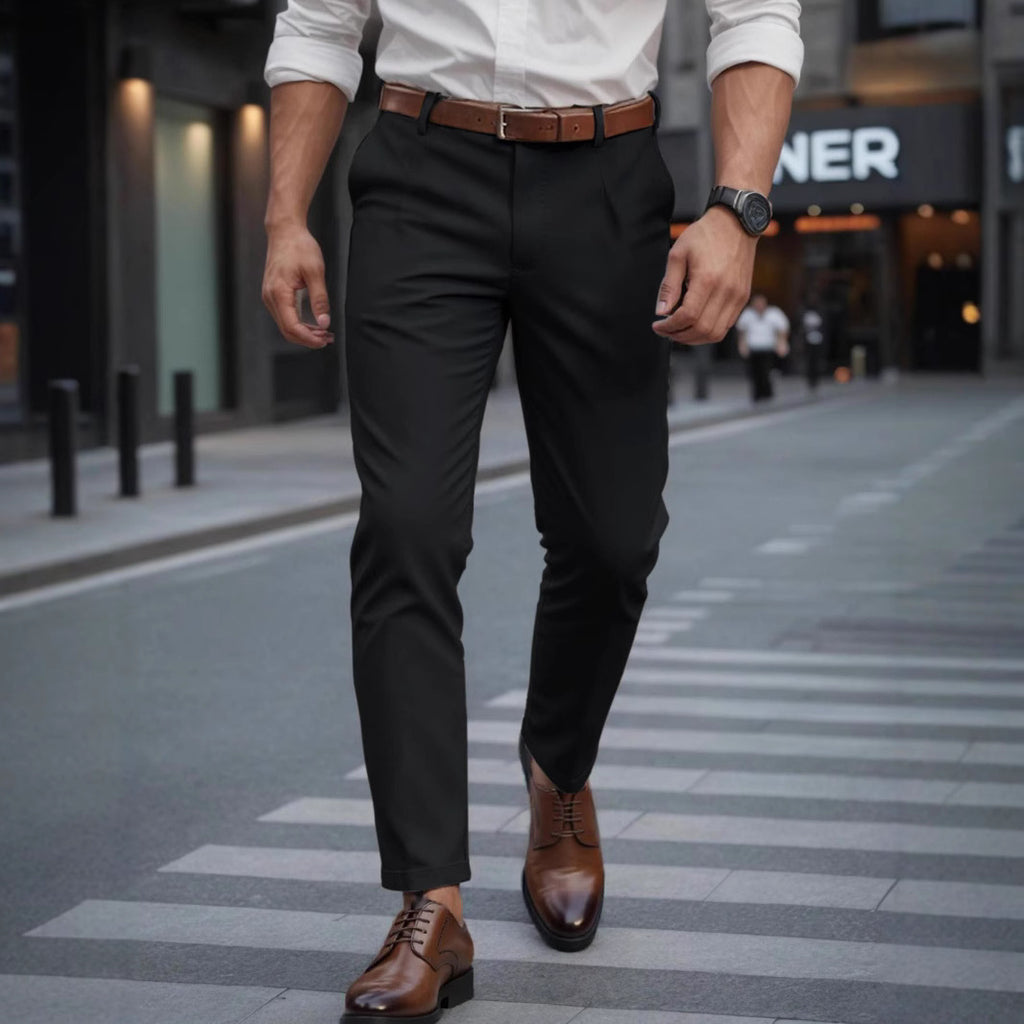 Men's Straight Business & Casual Trousers in Dark Gray, Black, Cement Gray