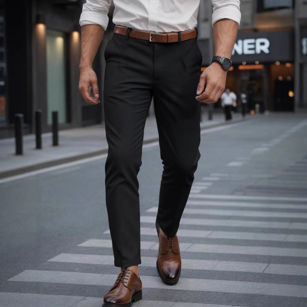 Men's Straight Business & Casual Trousers in Dark Gray, Black, Cement Gray
