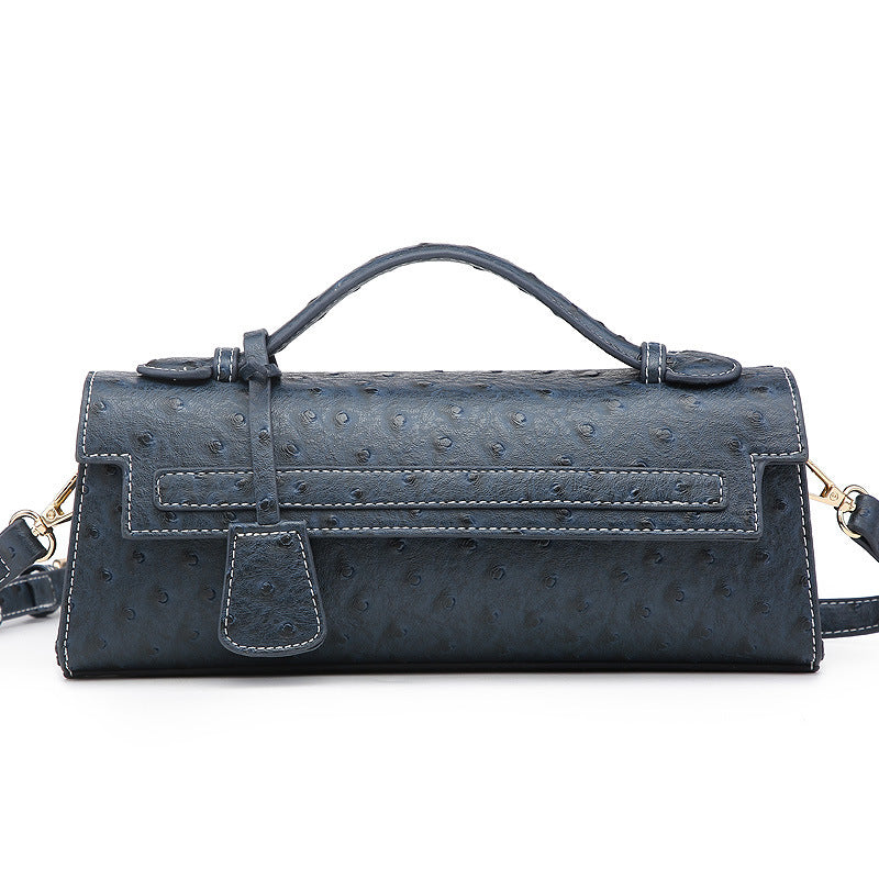 Ostrich Grain PU Crossbody Shoulder Bag 28x6.5x11cm