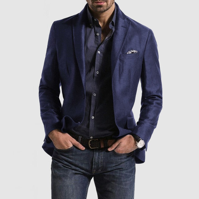 Veste de costume ample pour homme, couleur unie, à double boutonnage