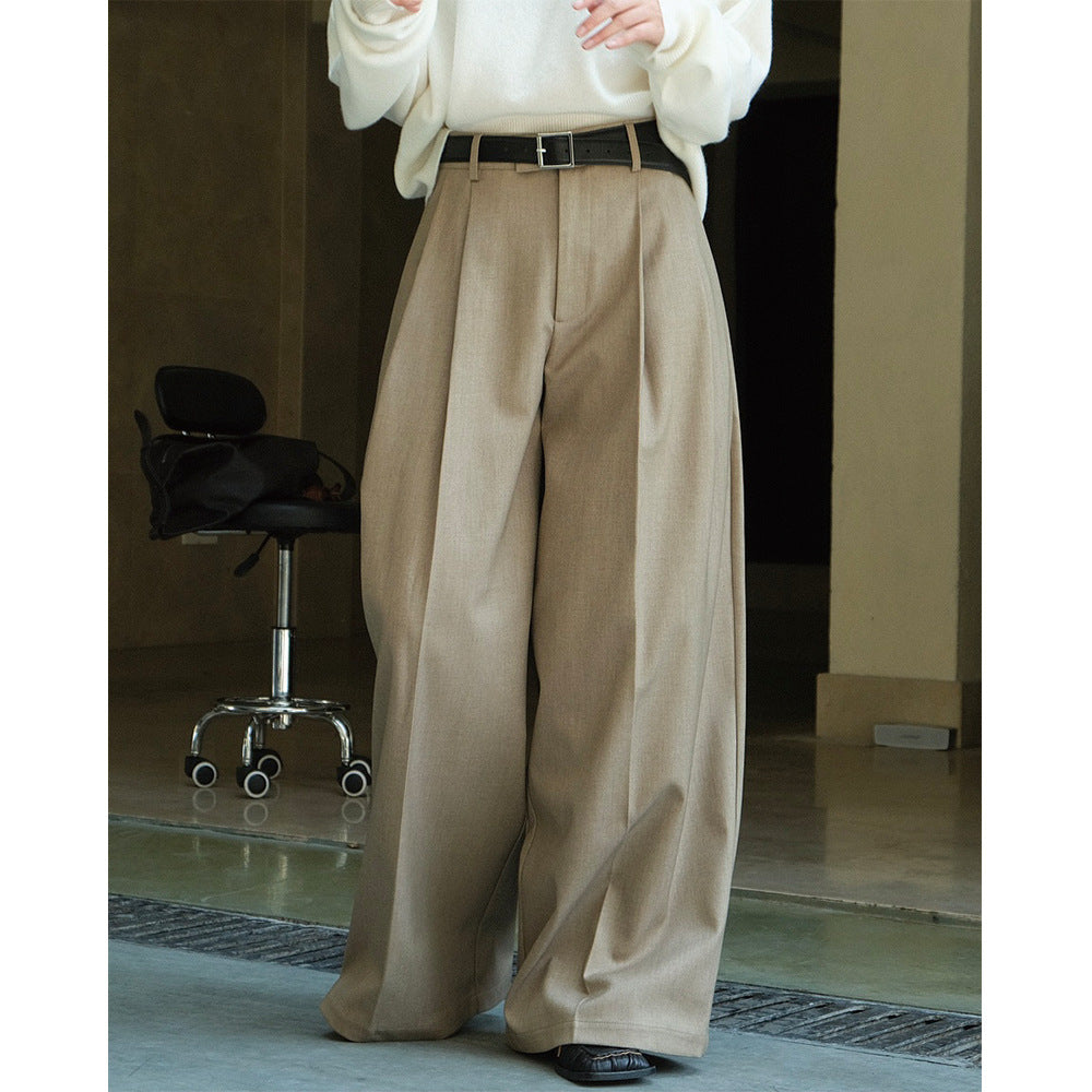 Casual High Waist Wide Leg Pleated Loose Pants for Women