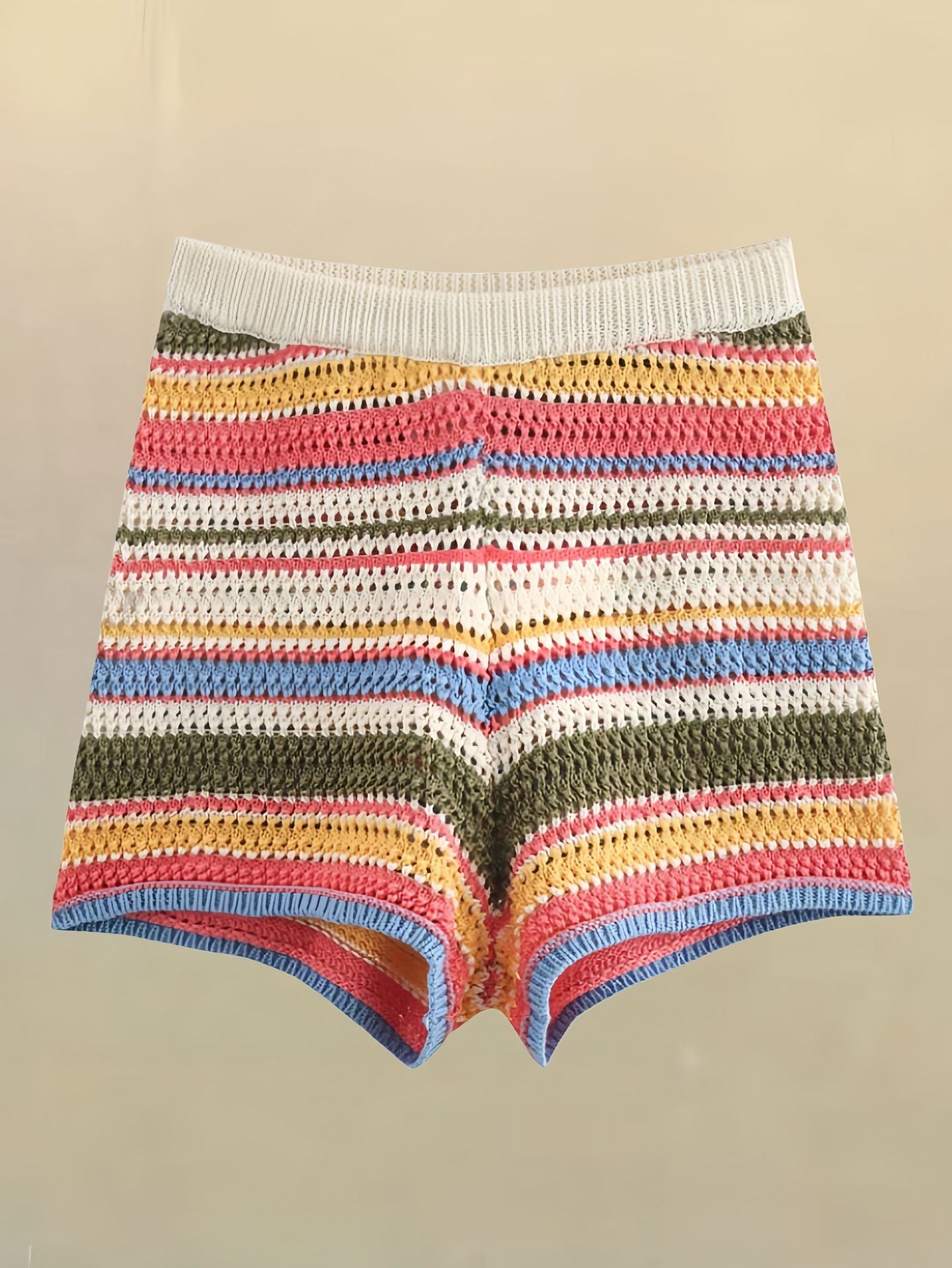 Vigorous Cute Female Knitting Suit with Colorful Stripes