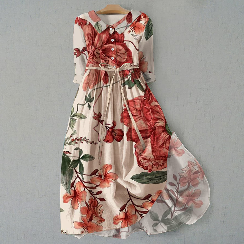 Robe Courte Imprimée Bohème à Manches Courtes pour Femme