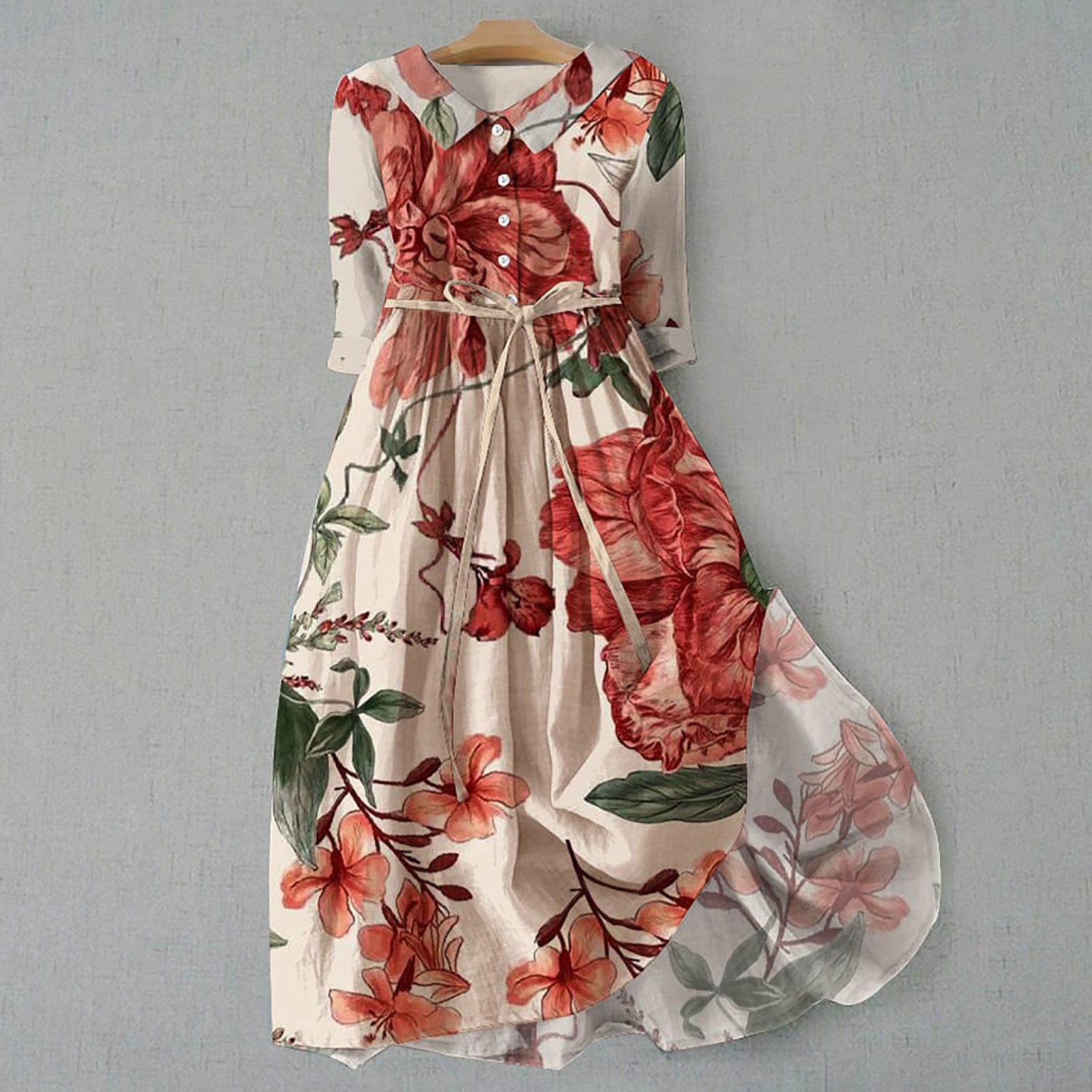 Robe Courte Imprimée Bohème à Manches Courtes pour Femme