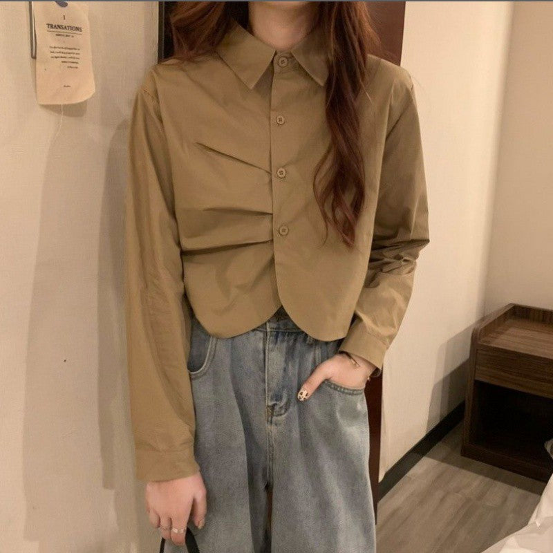 Chemise de Printemps pour Femmes Blanches Françaises à Manches Longues Haut Chic et Tempérament