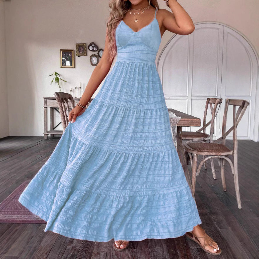 Robe dos nu unie à col en V