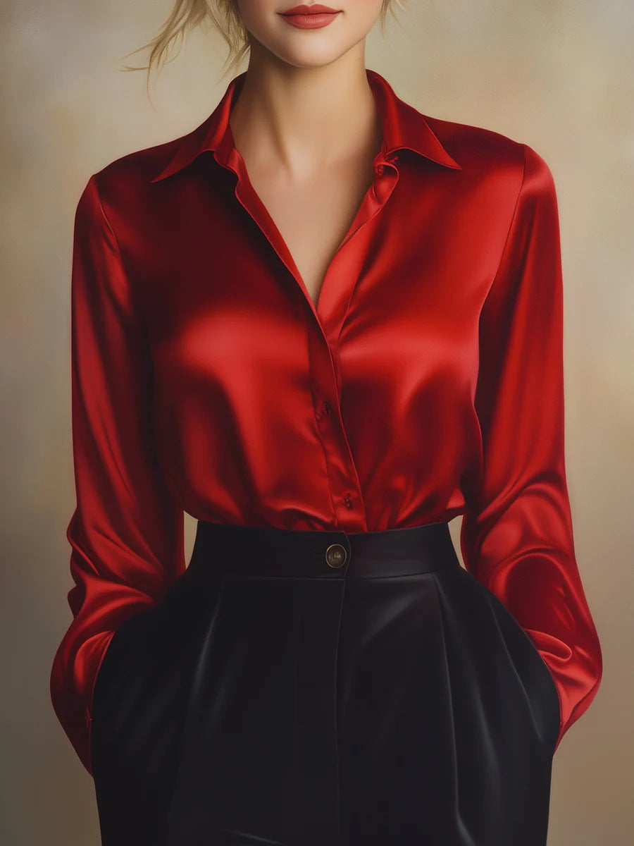 Chemise décontractée en polyester à coupe ample pour femme