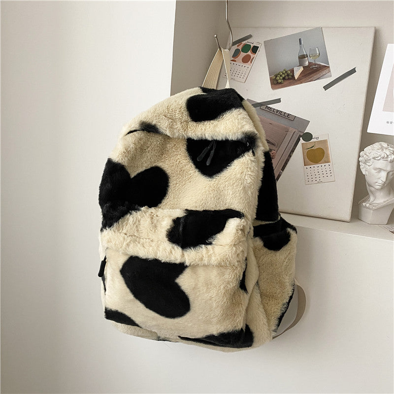 Internet Celebrity Autumn And Winter Furry Scarf Backpack