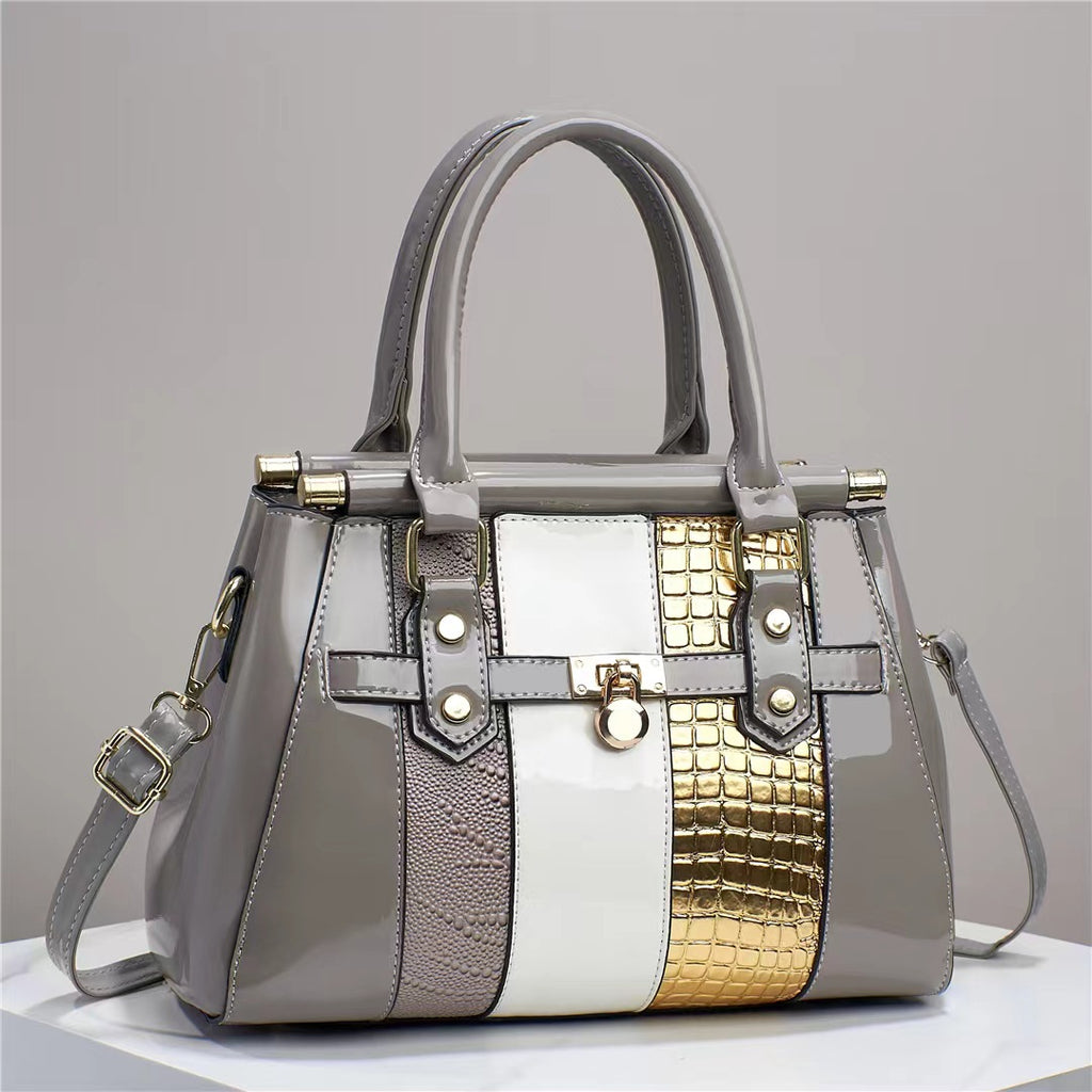 Large Capacity Vertical Stitching Leather Lizard Pattern Shoulder Bag