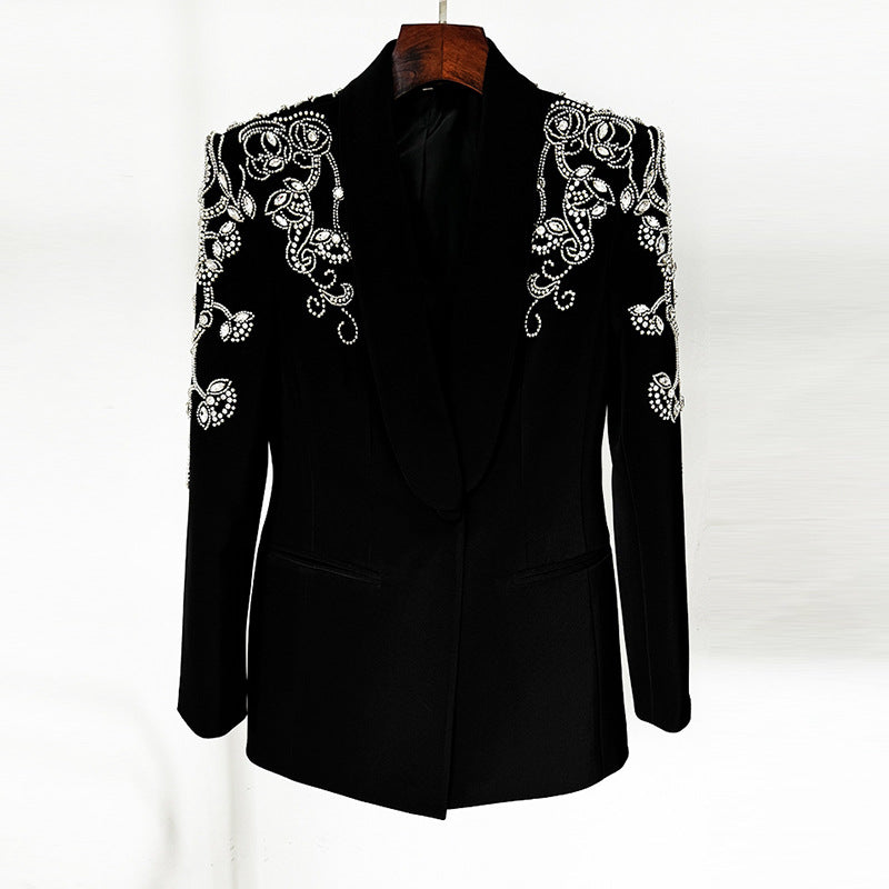 Ensemble tailleur jupe et veste orné de diamants pour femme