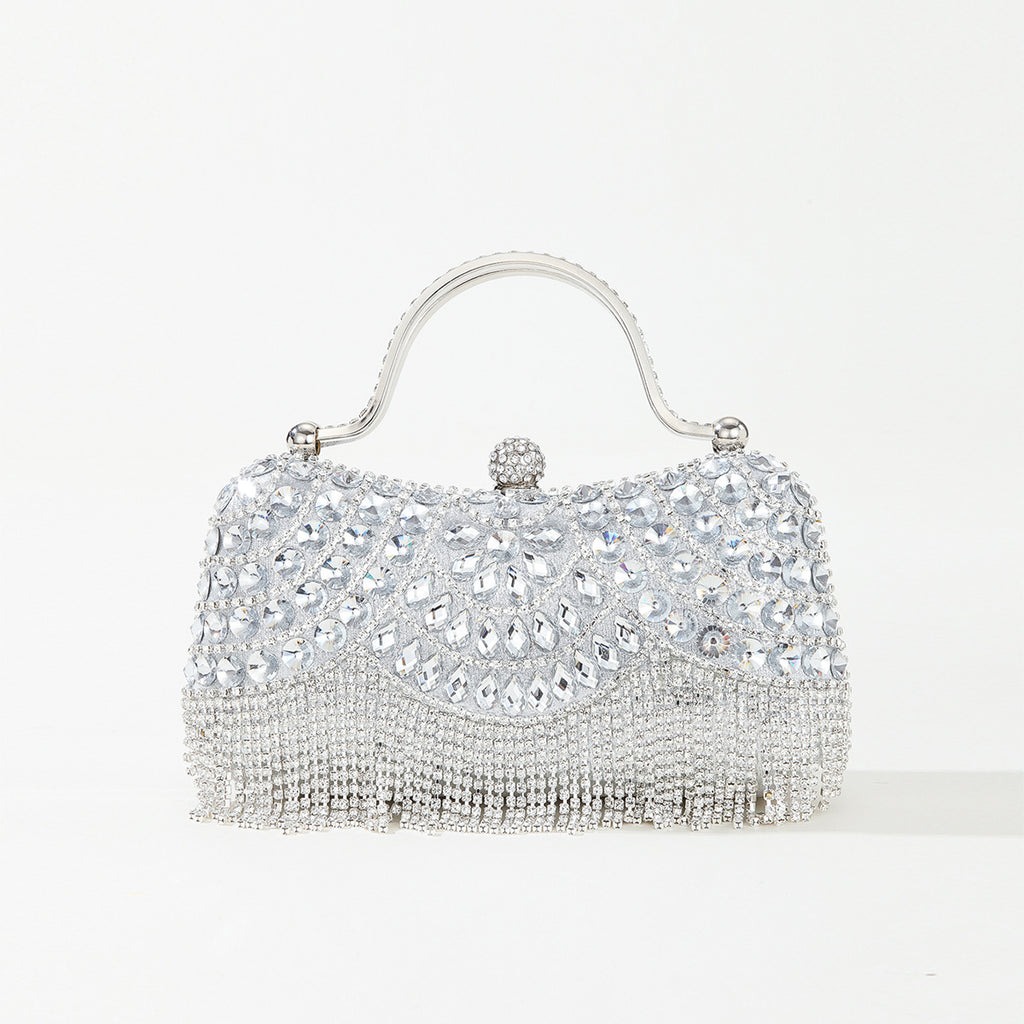 Rhinestone Tassel Chain Box Dinner Bag for Women