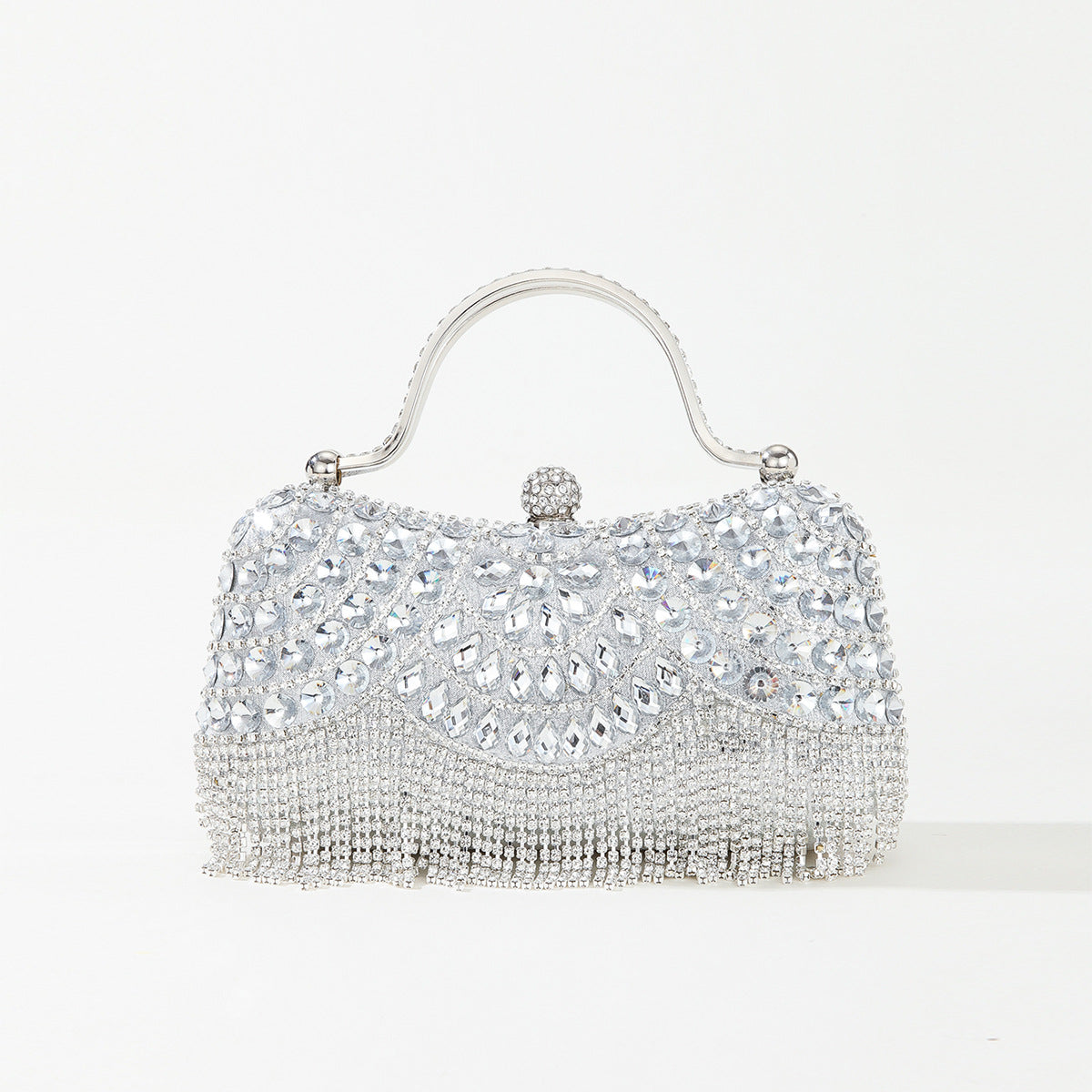 Rhinestone Tassel Portable Chain Box Dinner Bag Women