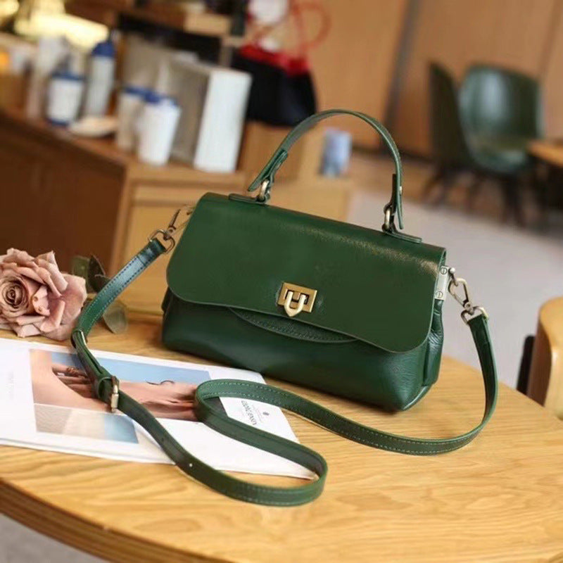 Sac à main en cuir véritable multi-poches rétro pour femmes