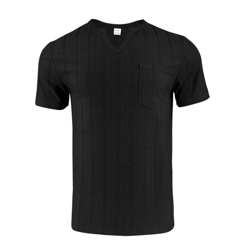 Men's Loose Casual Breathable V-neck Solid Color Short Sleeve