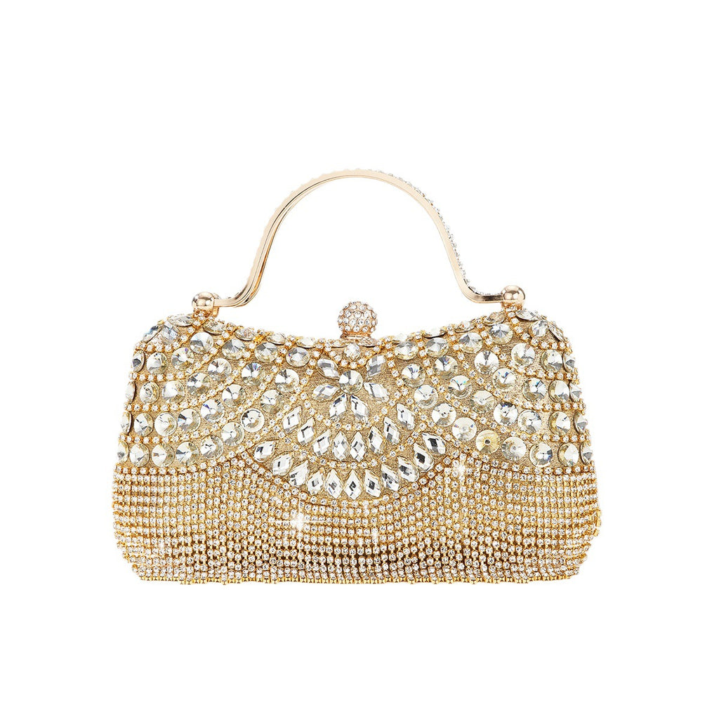 Rhinestone Tassel Chain Box Dinner Bag for Women
