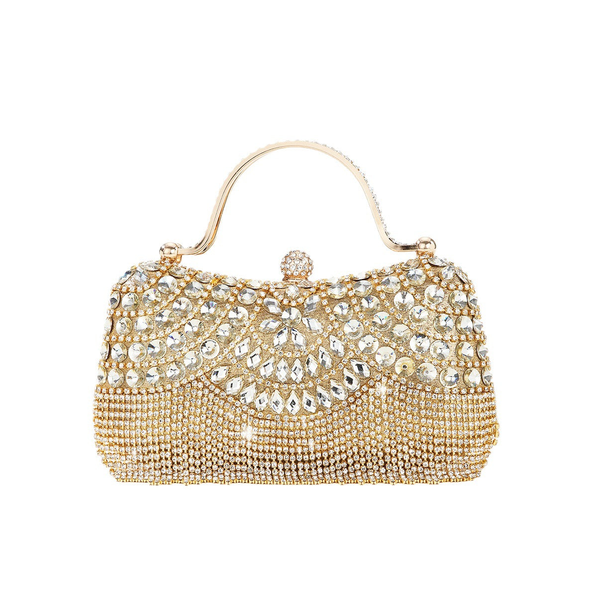 Rhinestone Tassel Portable Chain Box Dinner Bag Women