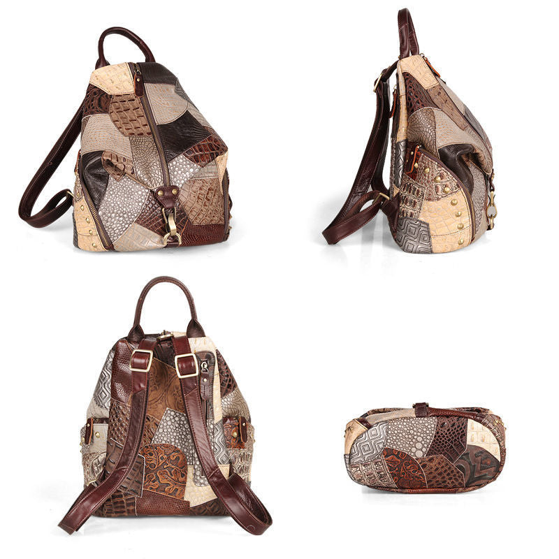 Retro Large-Capacity Women's Leather Backpack