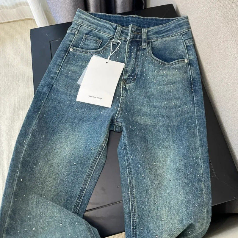 Women's Retro Blue High Waist Bootcut Jeans