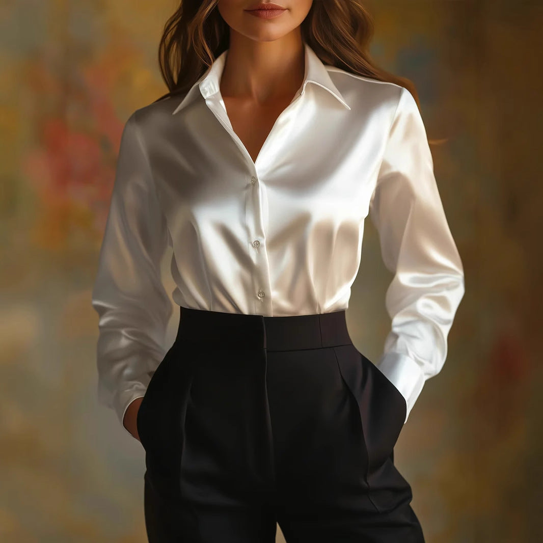 Chemise décontractée en polyester à coupe ample pour femme