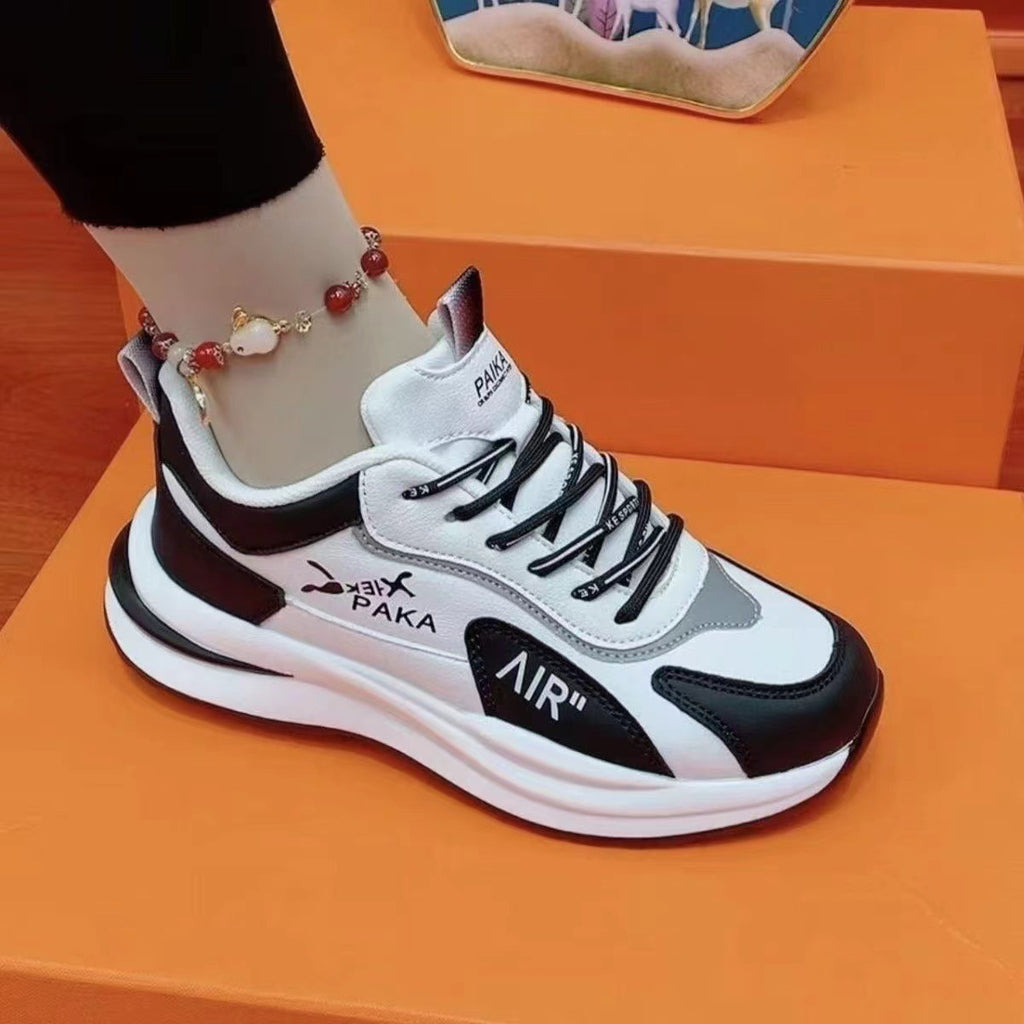 Chaussures décontractées en cuir respirantes pour femmes avec semelle souple en caoutchouc