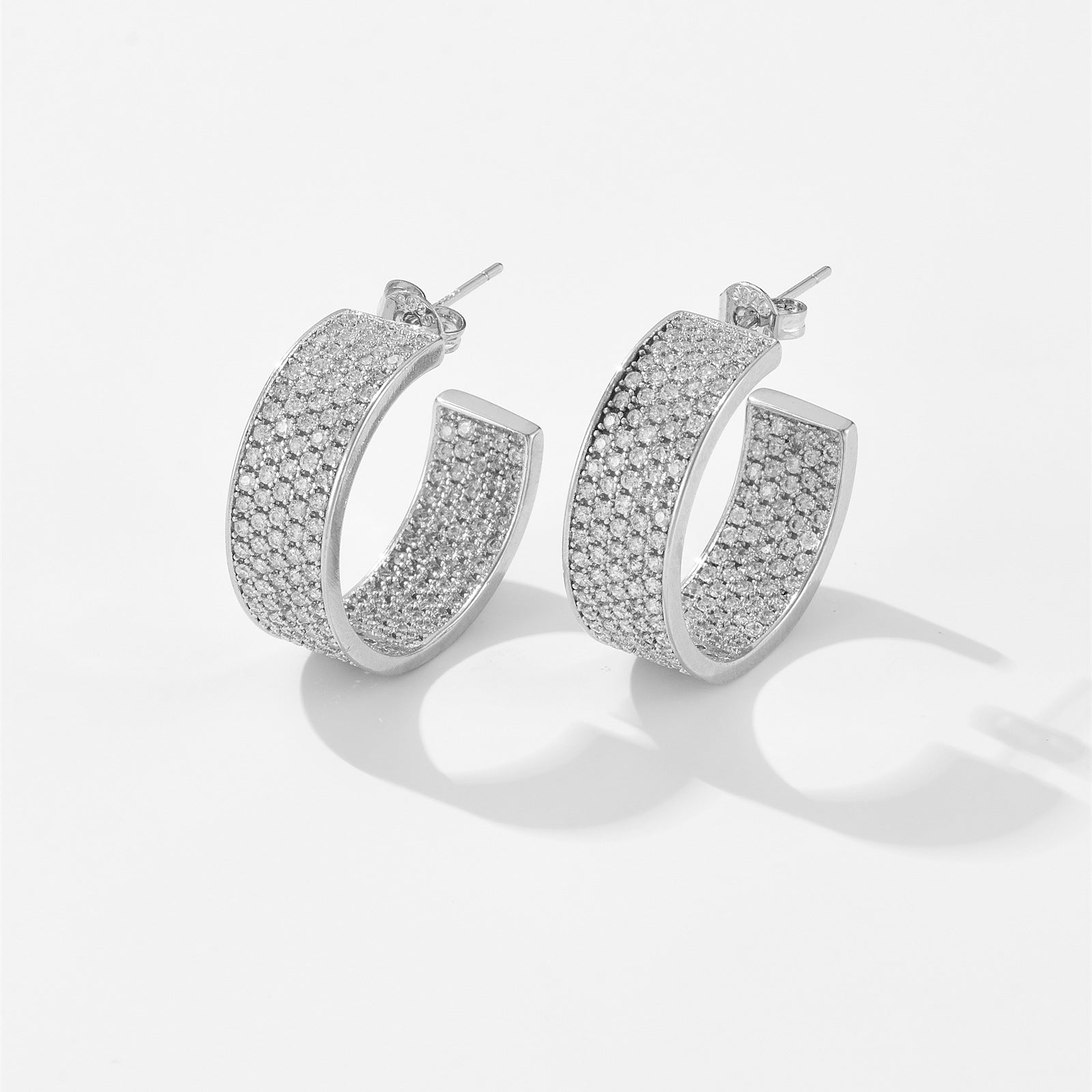 Men's Hip Hop Full Diamond Earrings with Platinum & 18K Gold Electroplating