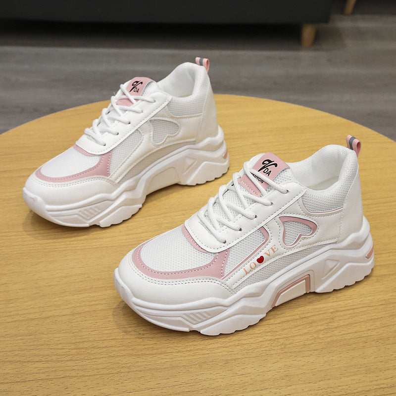 Baskets blanches décontractées compensées à plateforme pour femme