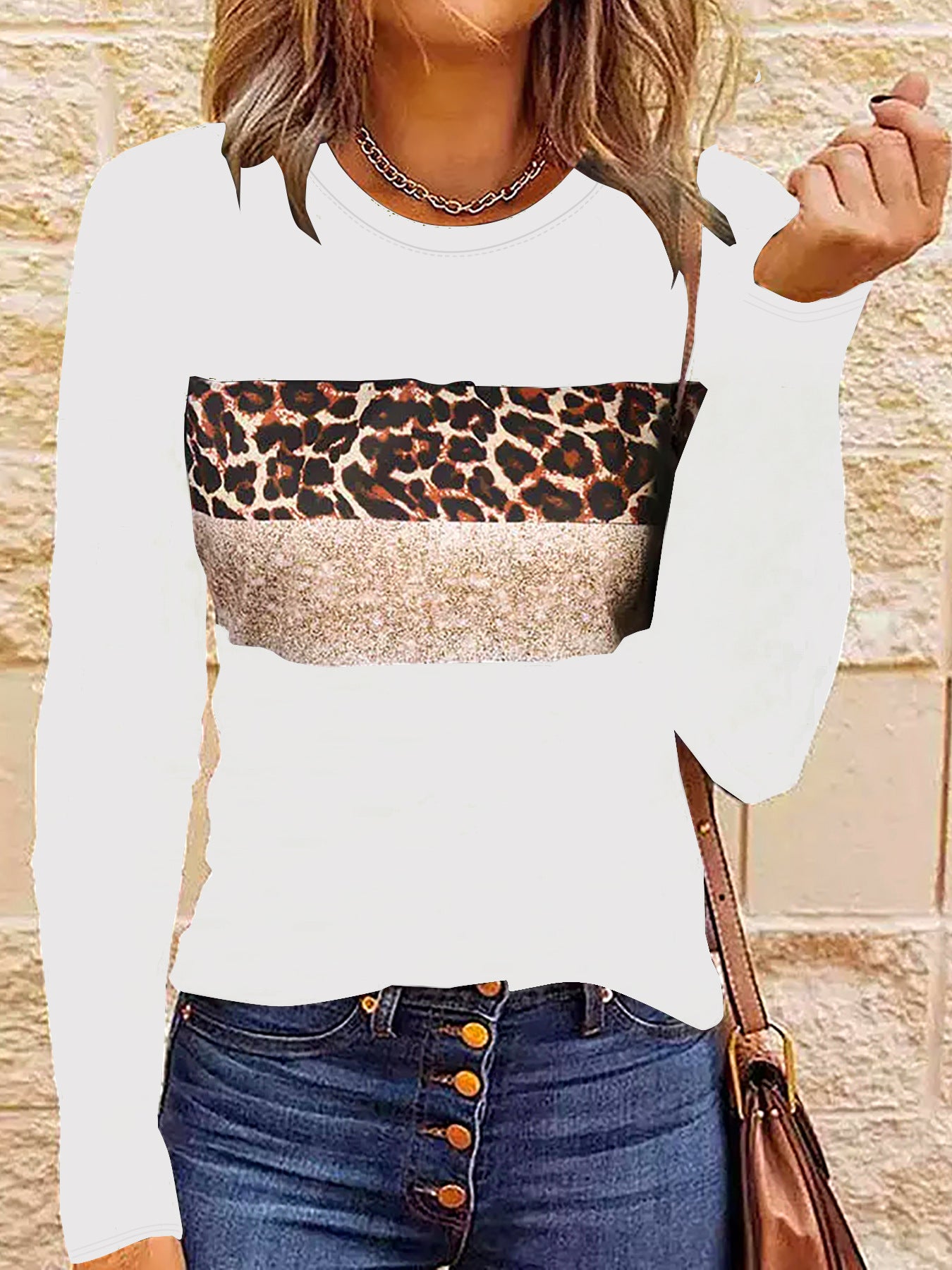 Women's Casual Long Sleeve Fitted Printed T-Shirt Polyester